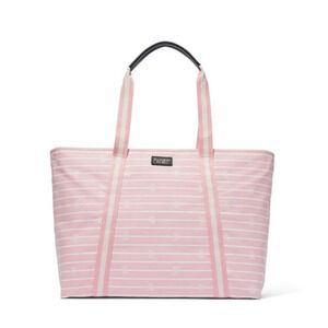 Victoria's Secret Pink & White Striped Tote Bag Oversized Weekender Beach Bag